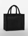 Midi-Tasche aus natürlich gestärktem Jute, schwarz/schwarz