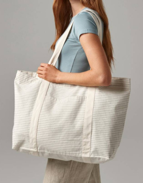 Gestreifter Einkaufsbeutel aus Bio-Baumwolle, Grauer Streifen - Westford Mill (4)