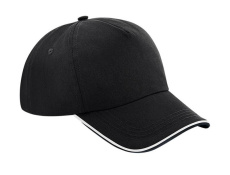 Authentische 5-Panel-Kappe – mit Paspelierung am Schirm, schwarz/weiß