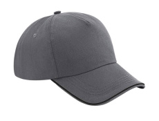 Authentische 5-Panel-Kappe – mit Paspelierung am Schirm, Graphitgrau/Schwarz