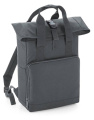Recycelter Rucksack mit zwei Tragegriffen und Rollverschluss, Graphitgrau