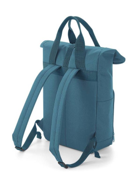 Recycelter Rucksack mit zwei Tragegriffen und Rollverschluss, Airforce Blue – Bagbase (4)