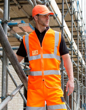 Sicherheitsweste aus recyceltem Material mit Reißverschluss-Identifikationsnummer, Fluoreszierendes Orange – Result Recycled (2)