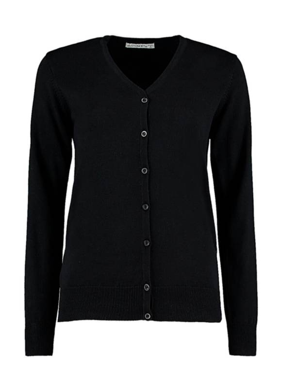 Klassische Damen-Strickjacke mit V-Ausschnitt und Arundel-Design, schwarz – Kustom Kit (1)