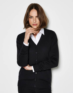 Klassische Damen-Strickjacke mit V-Ausschnitt und Arundel-Design, schwarz – Kustom Kit (2)