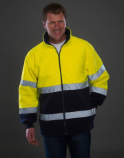 Fluo 2-Tone Fleecejacke, fluoreszierendes Gelb/marineblau