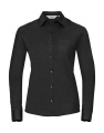 Damen-Baumwollpopeline-Hemd LS, schwarz