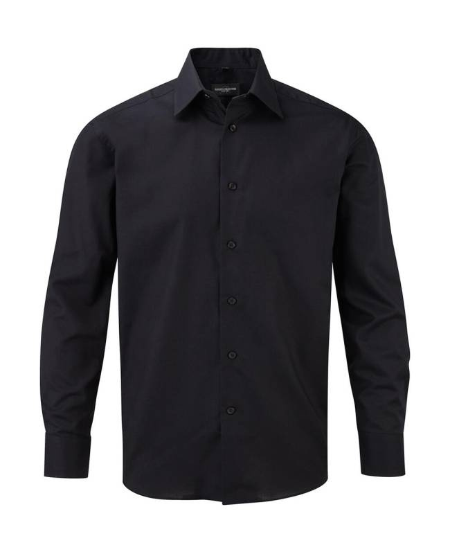 Oxford-Hemd LS, schwarz – Russell Collection (1)