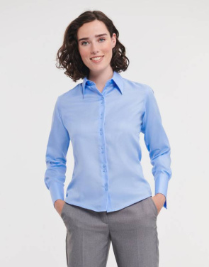 Damen-Bügelfreies Langarmshirt, schwarz – Russell Collection (2)