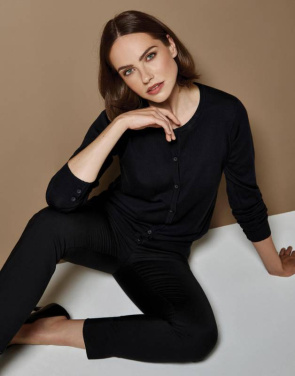 Klassische Damen-Strickjacke mit Rundhalsausschnitt und Arundel-Design, schwarz – Kustom Kit (3)