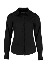 Tailliertes Damen-Popelinehemd, schwarz