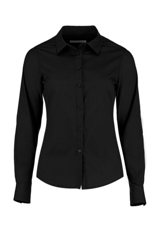 Tailliertes Damen-Popelinehemd, schwarz – Kustom Kit (1)