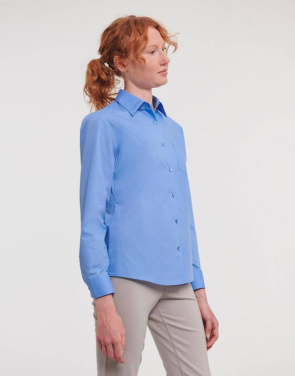 Damen-Langarm-Popelinehemd, Corporate Blue – Russell Collection (3)