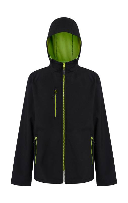 Navigate 2-Lagen Softshelljacke mit Kapuze, schwarz/limettengrün – Regatta Professional (1)