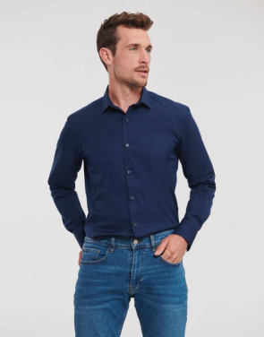 Herren Langarm-Stretchhemd, schwarz – Russell Collection (2)