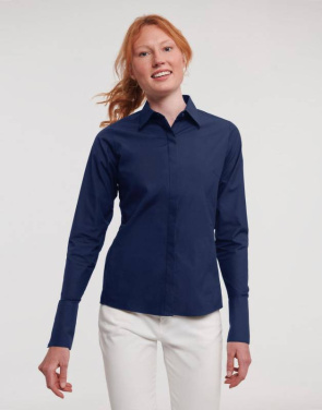 Damen Langarm-Ultimate-Stretch-Shirt, Heller Himmel – Russell Collection (2)