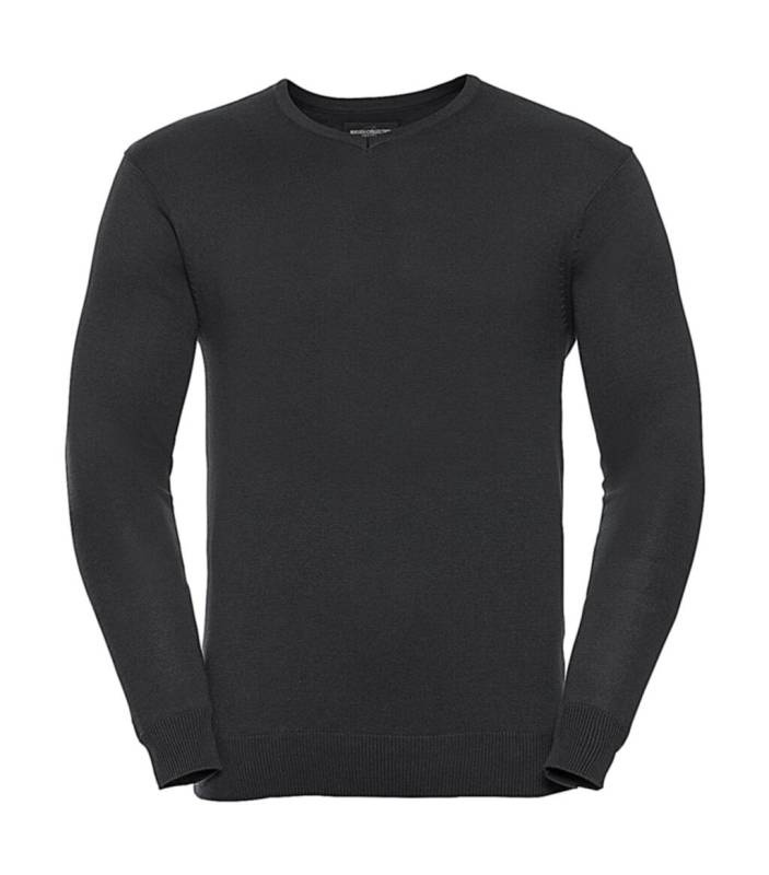 Herren-Strickpullover mit V-Ausschnitt, schwarz – Russell Collection (1)