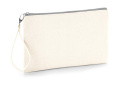 Handgelenktasche aus Canvas, naturfarben/hellgrau, Natur/Hellgrau
