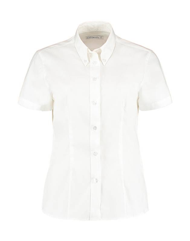 Tailliertes Premium-Oxford-Hemd für Damen (SSL), weiß – Kustom Kit (1)