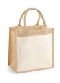 Baumwolltasche/Jute-Midi-Tragetasche, naturfarben, Natürlich