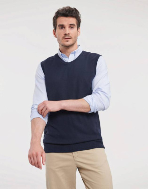 Ärmelloser Strickpullover für Erwachsene mit V-Ausschnitt, Holzkohlemerel – Russell Collection (4)