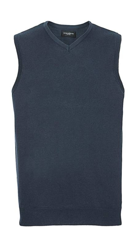 Ärmelloser Strickpullover für Erwachsene mit V-Ausschnitt, französisches Marineblau – Russell Collection (1)