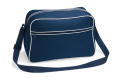 Retro-Schultertasche, französisches Marineblau/weiß, Französischblau/Weiß