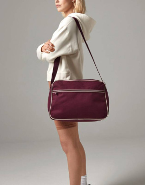Retro-Schultertasche, bordeauxrot/sandfarben – Bagbase (4)