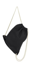 Baby-Rucksack aus Canvas und Baumwolle mit Kordelzug, schwarz