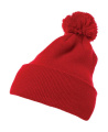 Strickmütze mit Bommel und Bündchen, rot