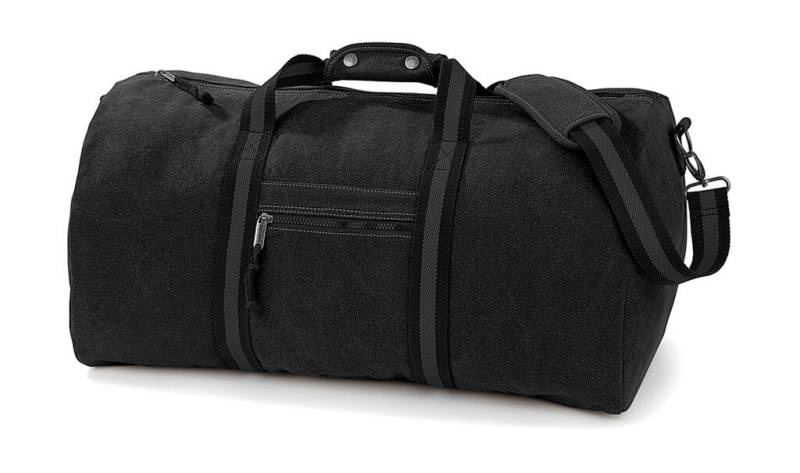 Vintage Canvas Reisetasche, Vintage Schwarz – Quadra (1)