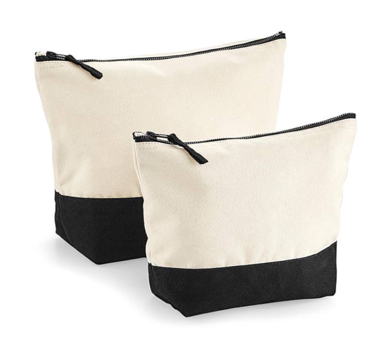 Zubehörtasche aus Canvas mit getauchtem Boden, naturfarben/schwarz – Westford Mill (1)