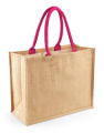 Klassische Jute-Einkaufstasche, naturfarben/fuchsia, Natur/Fuchsia