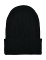 Gerippte Strickmütze aus recyceltem Garn, schwarz