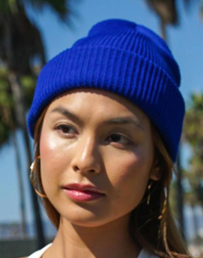 Gerippte Strickmütze aus recyceltem Garn, marineblau – Flexfit (2)