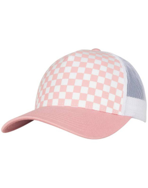 Retro-Trucker mit Schachbrettmuster, Hellrosa/Weiß – Flexfit (2)