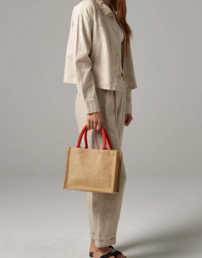 Mini-Geschenktüte aus Jute, Naturrot/Hellrot – Westford Mill (3)