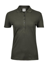 Damen Luxus Stretch Polo, Dunkelgrün