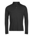 Langarm-Polo aus Pima-Baumwolle, schwarz
