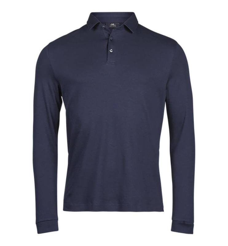 Langarm-Polo aus Pima-Baumwolle, marineblau – Tee Jays (1)