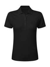 Signature Tagless Polo Stretch Damen, Tiefschwarz