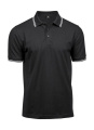 Luxuriöses Stretch-Polohemd mit Streifen, schwarz/weiß