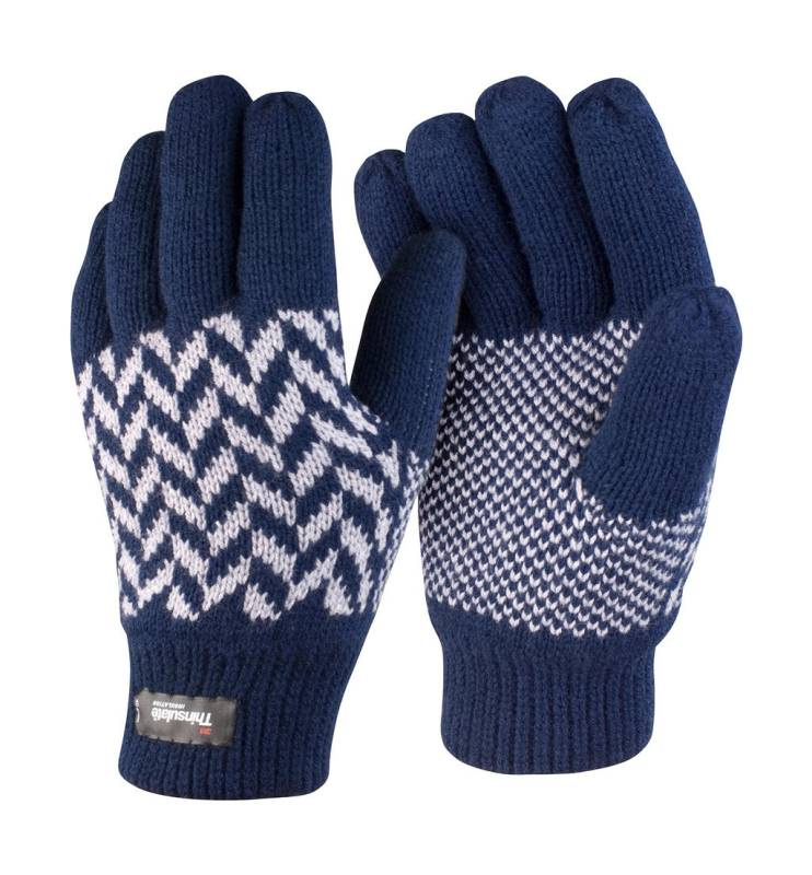 Gemusterter Thinsulate-Handschuh, marineblau/grau – Result Winter Essentials (1)