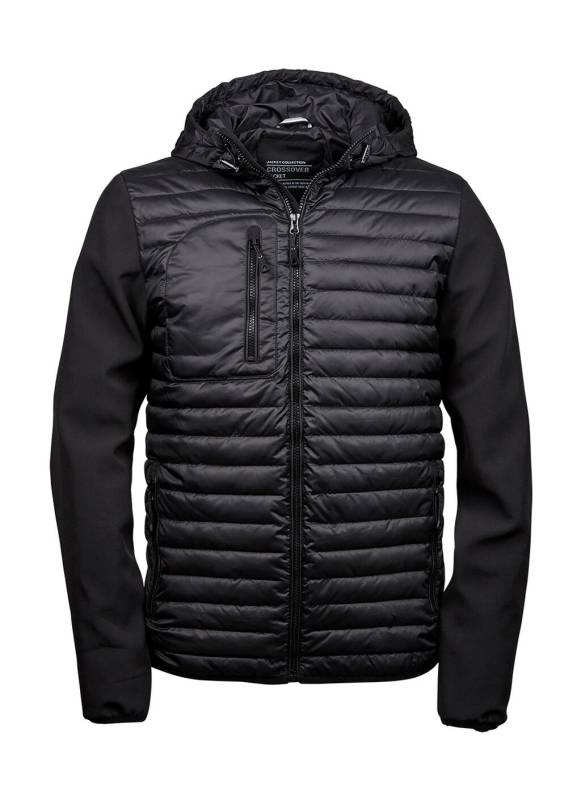 Kapuzen-Crossover-Jacke, schwarz – Tee Jays (1)