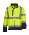 Fluoreszierende Softshelljacke, fluoreszierendes Gelb/marineblau