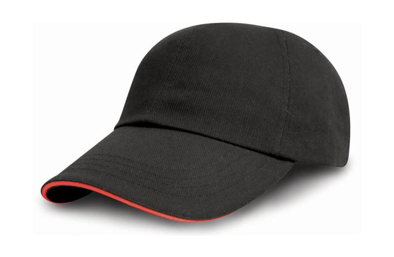 Dekorateurmütze aus gebürsteter Baumwolle mit Sandwich-Schirm, schwarz/rot – Result Headwear (1)