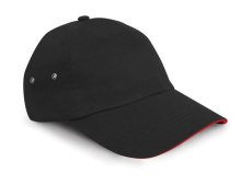 Plüsch-Sandwich-Mütze, schwarz/rot