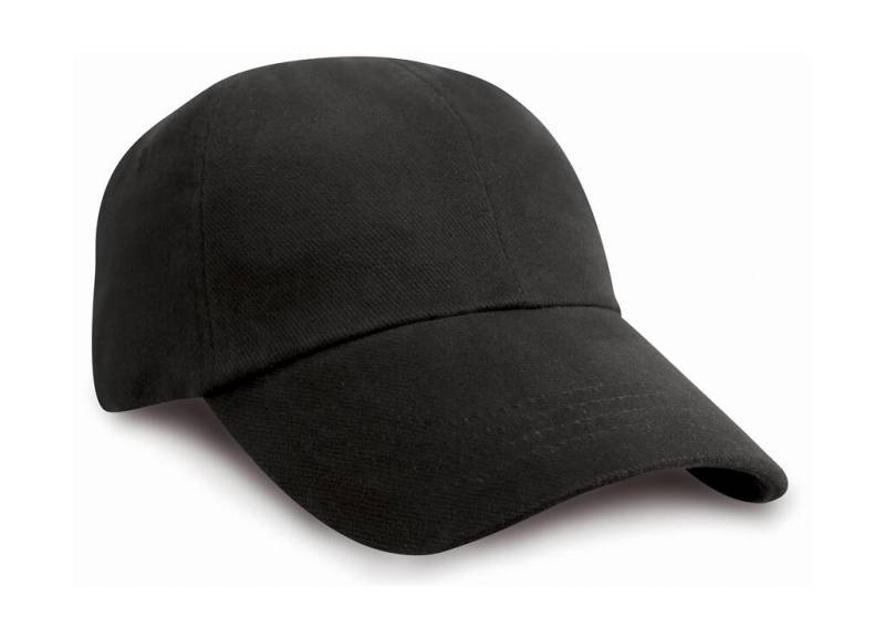 Flache Kappe aus gebürsteter Baumwolle, schwarz – Result Headwear (1)