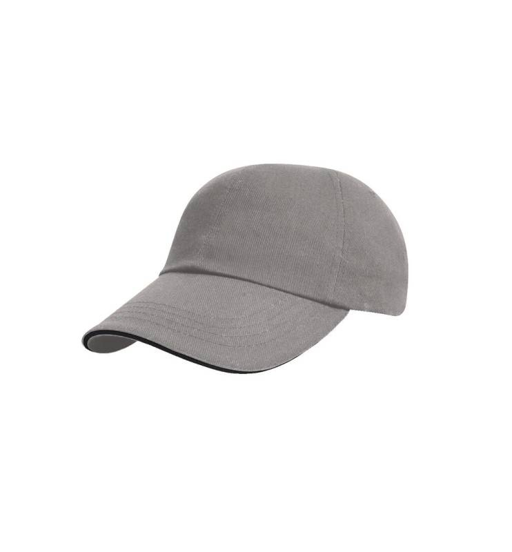 Flache Kappe aus gebürsteter Baumwolle, grau/schwarz – Result Headwear (1)