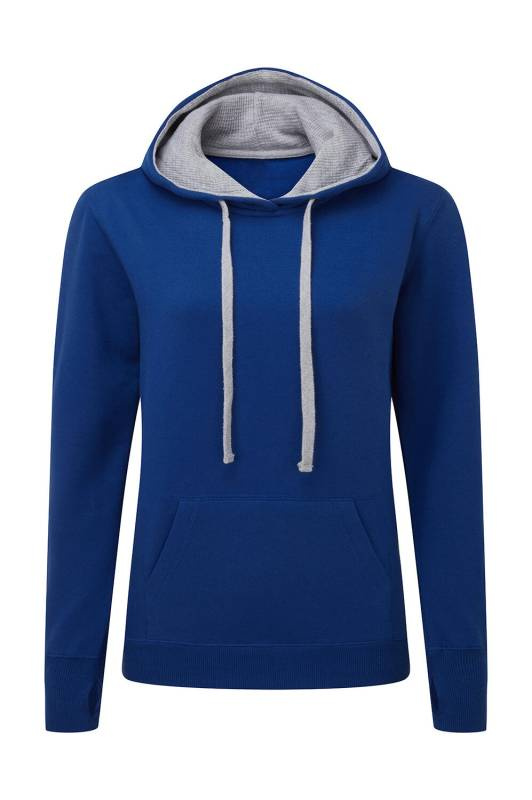Kontrastfarbenes Kapuzensweatshirt für Damen, königsblau/helles Oxfordgrau – SG Originals (1)
